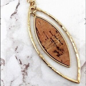 CRAVE Cork and Goldtone Double Marquise Necklace